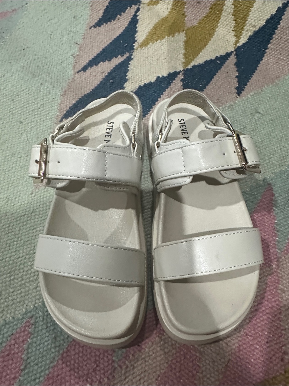 Steve Madden Kids White Double-Strap Buckle Sandals